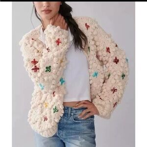 Anthropologie Rare in Things Bauble Knit Cardigan Sweater